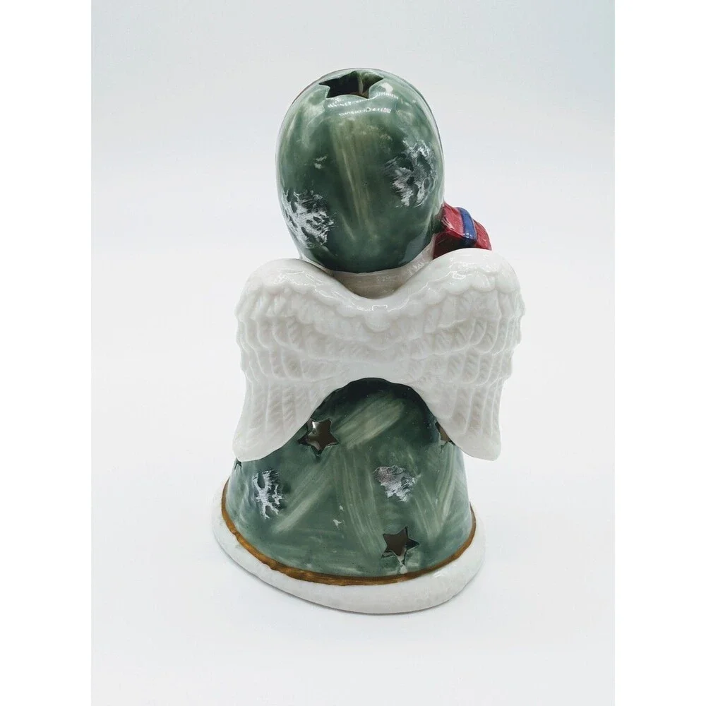 VTG Ceramic Snow Blond Angel Candle Lamp Tea Lite Votive Christmas Winter
